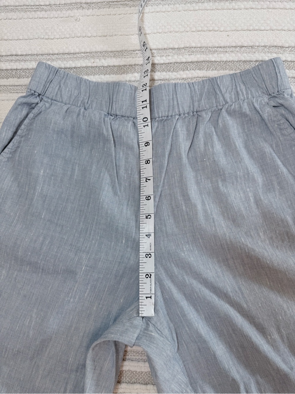 Lou & Grey Linen Blend Pull-On Cropped Pants Bundle Elastic Waist Blue Beige M - Picture 8 of 16